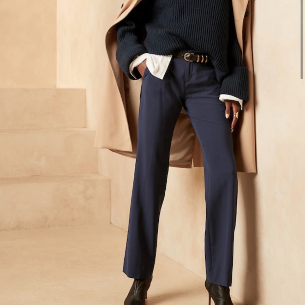 Banana Republic Navy Straight-Leg Dress Trousers
